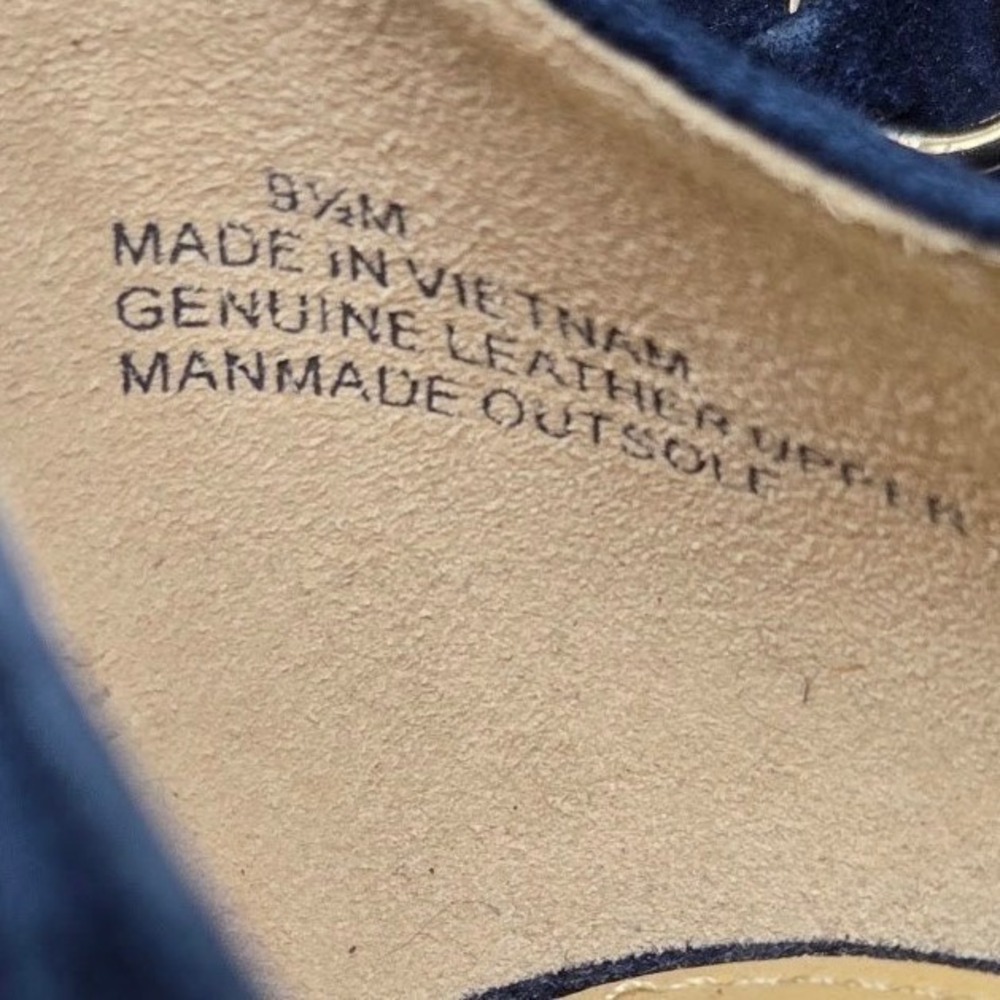 Talbots‎ Navy Suede Kitten Heels Gold Chain Detail Women's Size 9.5M - Picture 4 of 11